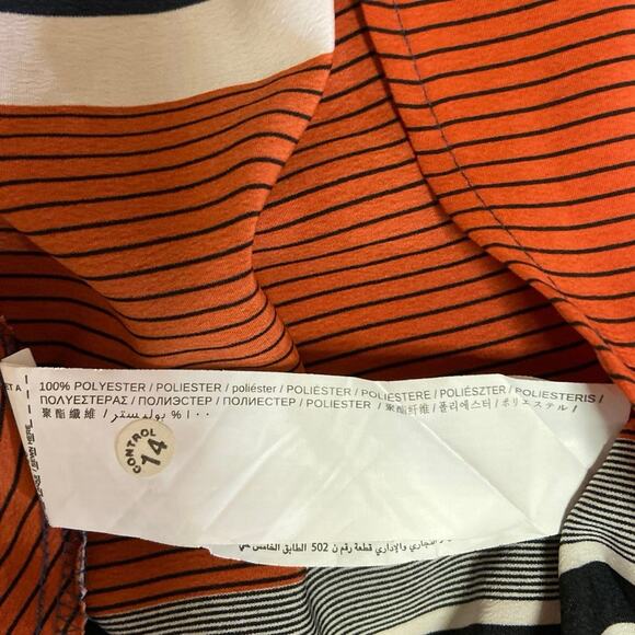 Mango MNG Multicolor Mixed Striped Button Down Tie Belt Midi Shirt Dress Sz 6 - Picture 5 of 5